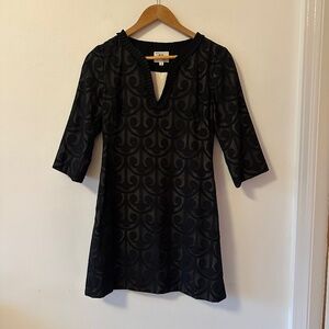 Milly Vintage Black Sheer Lace Tunic Champagne Lined Satin Dress | Size 4